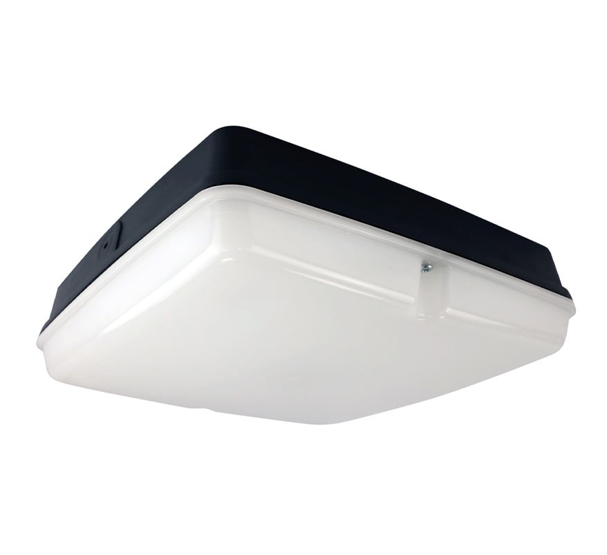 BLE WHIRLOW 14W IP65 Square Emergency Amenity Light c/w Microwave Sensor - Black Base (EL-120901-BL-M3-MW) - JEM Systems UK