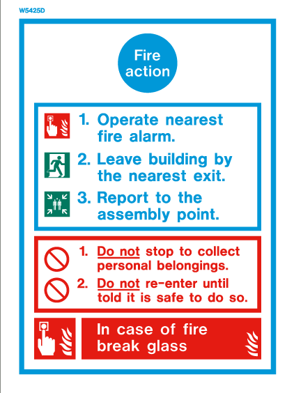 Firechief Sign FIRE ACTION White (W5425D)