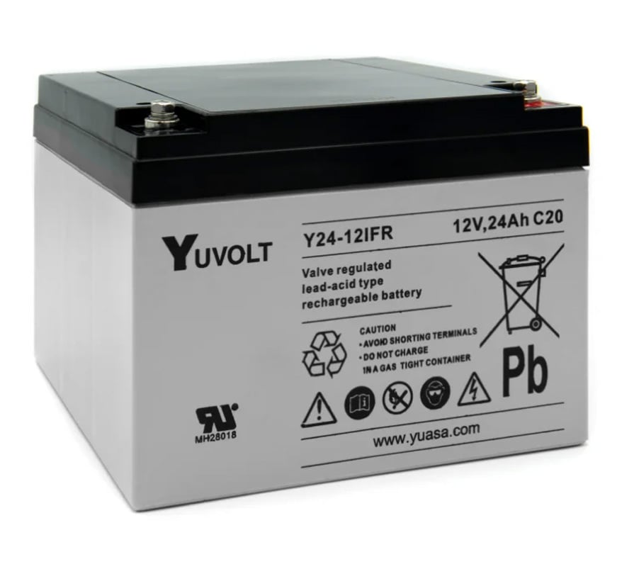 Yuasa Yuvolt 12v 24Ah Sealed Lead Acid Battery - Flame Retardant (Y24-12FR) - JEM Systems UK