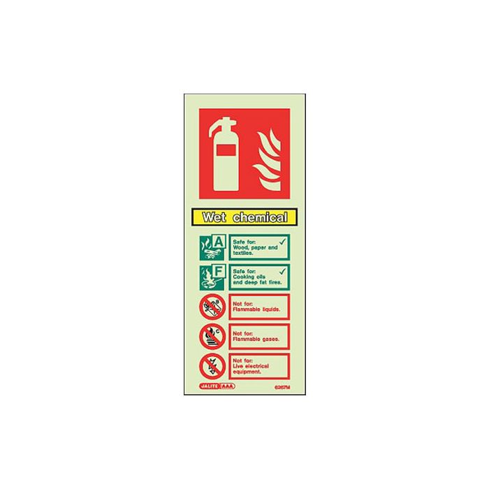 Firechief Sign WET CHEMICAL Photolum (6267M/R) - JEM Systems UK
