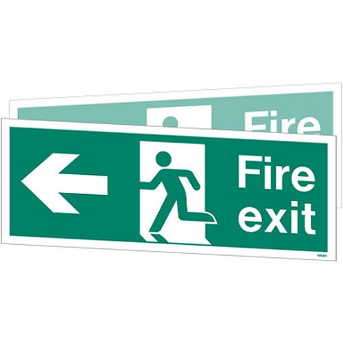 Firechief Double-Sided Fire Exit Sign To Right Or Left (W430DSK)