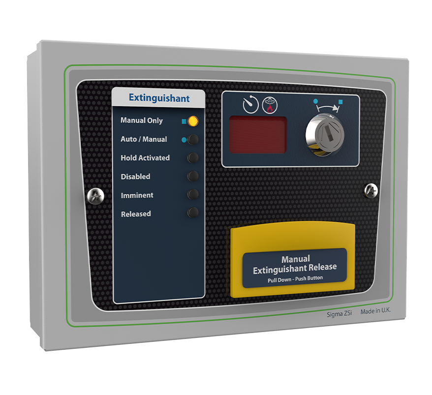 Kentec Sigma ZSi - 6 LED Extinguishant Status Unit c/w Manual Release & Mode Select Keyswitch (K921110M8) - JEM Systems UK