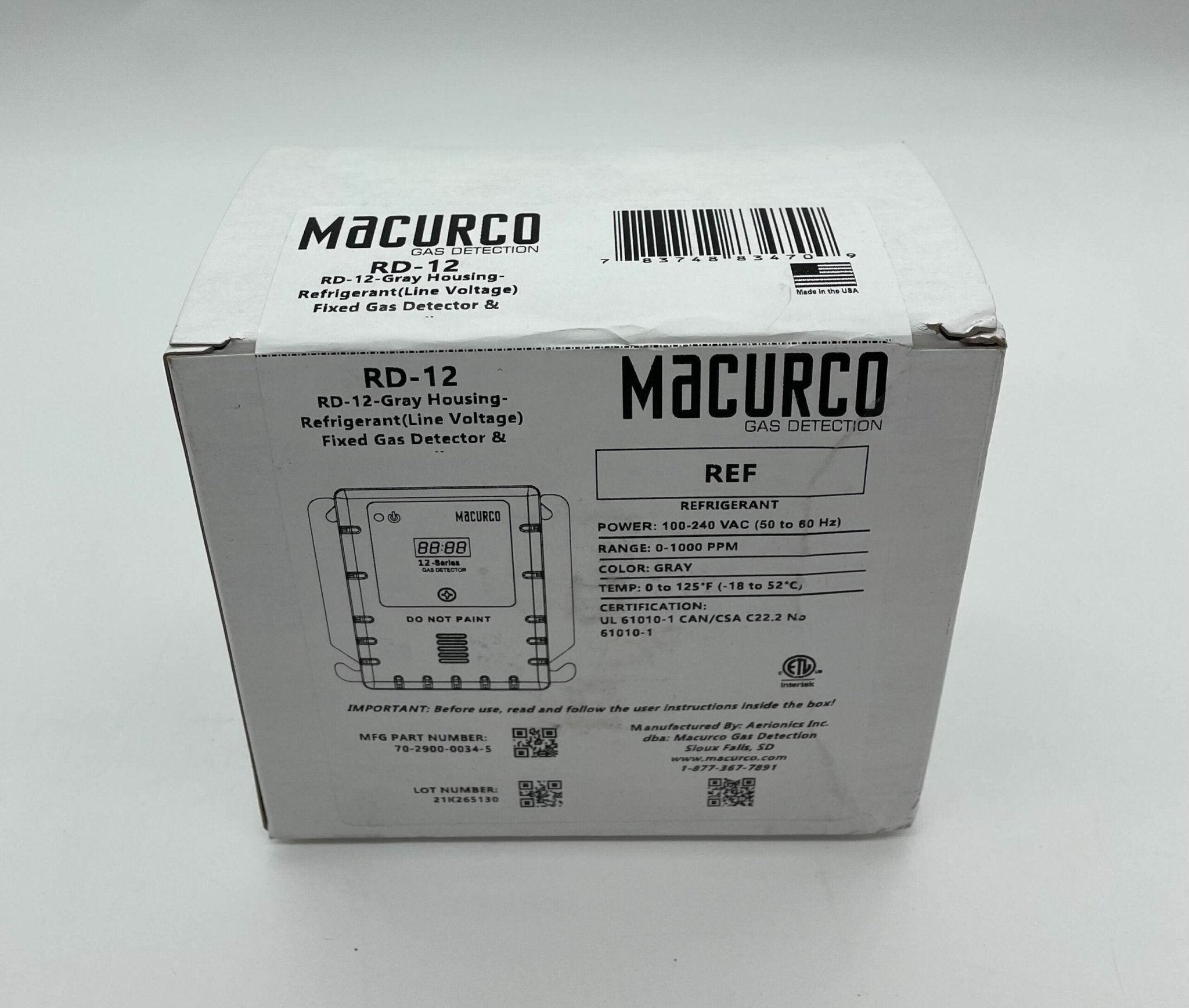 Macurco RD-12 Gas Detector Controller Transducer - The Fire Alarm Supplier