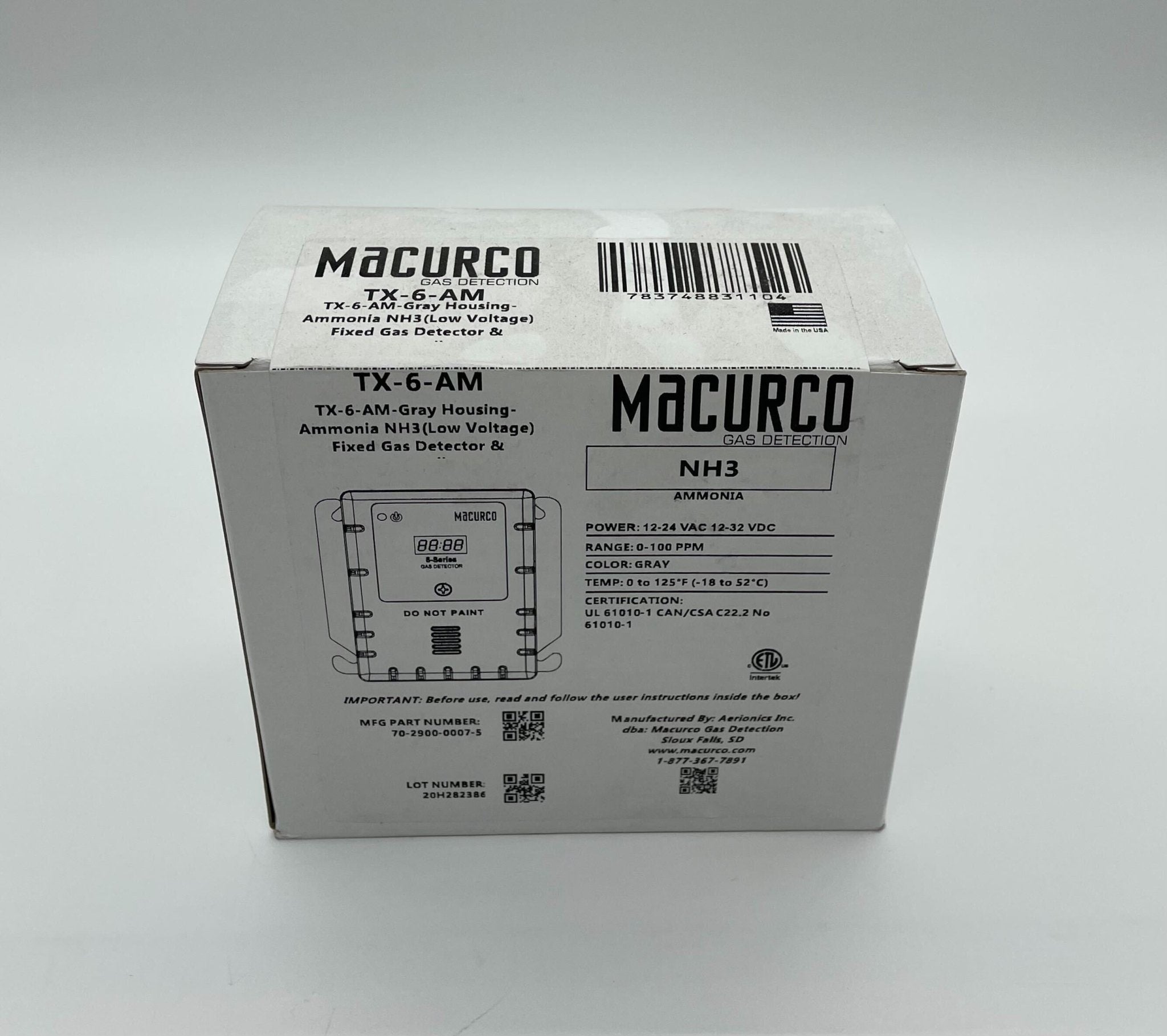 Macurco TX-6-AM Amonia Gas Detector - The Fire Alarm Supplier