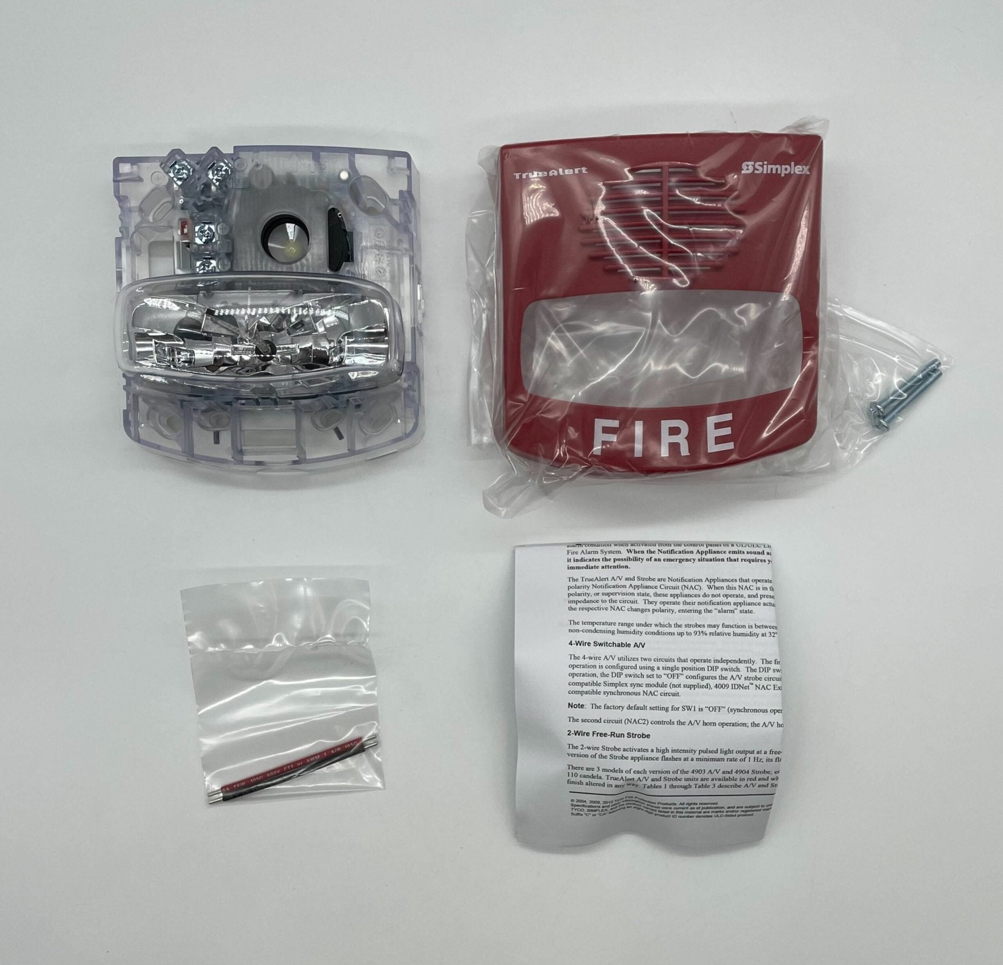 SIMPLEX 4903-9425 Horn Strobe A/V 15 CD RED, Standard Non-Addressable Fire Lettering 